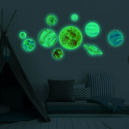 Luminous Planet Style Moon Glow in The Dark Kids Room Decor Wall Sticker 